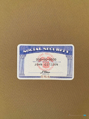 Download USA SSN photolook dark beige textile background FRONT Photoshop template